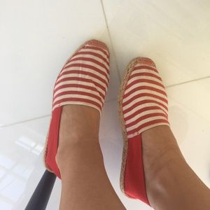 Red and White Striped Espadrilles Summer Shoe/Flat